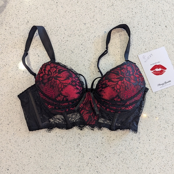 Honey Birdette Madame Red/Black bra 34B - Picture 2 of 5